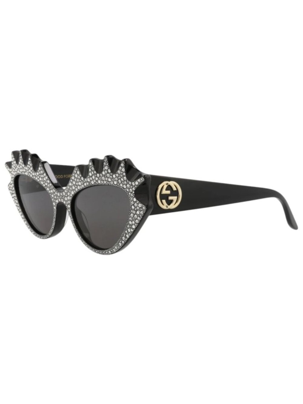 New Gucci Women's Sunglasses Cat Eye Acetate Frame Black Black Grey